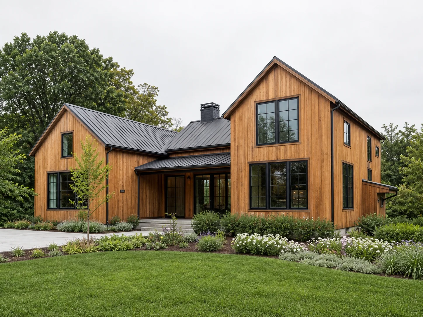 A contemporary cedar-clad home